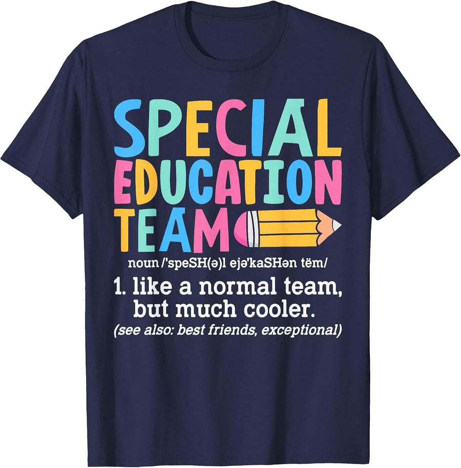 Special Education Team Definition Retro Ed Team Crew Teacher T-Shirt - Navy Blue