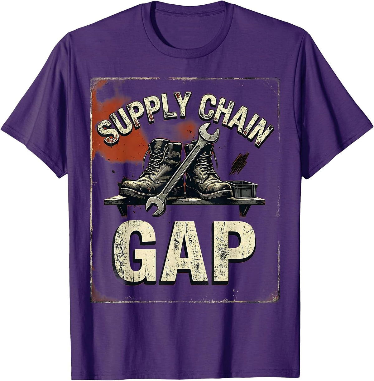Supply Chain Gap Distressed Auto Mechanic Men Dad Humor T-Shirt - Purple