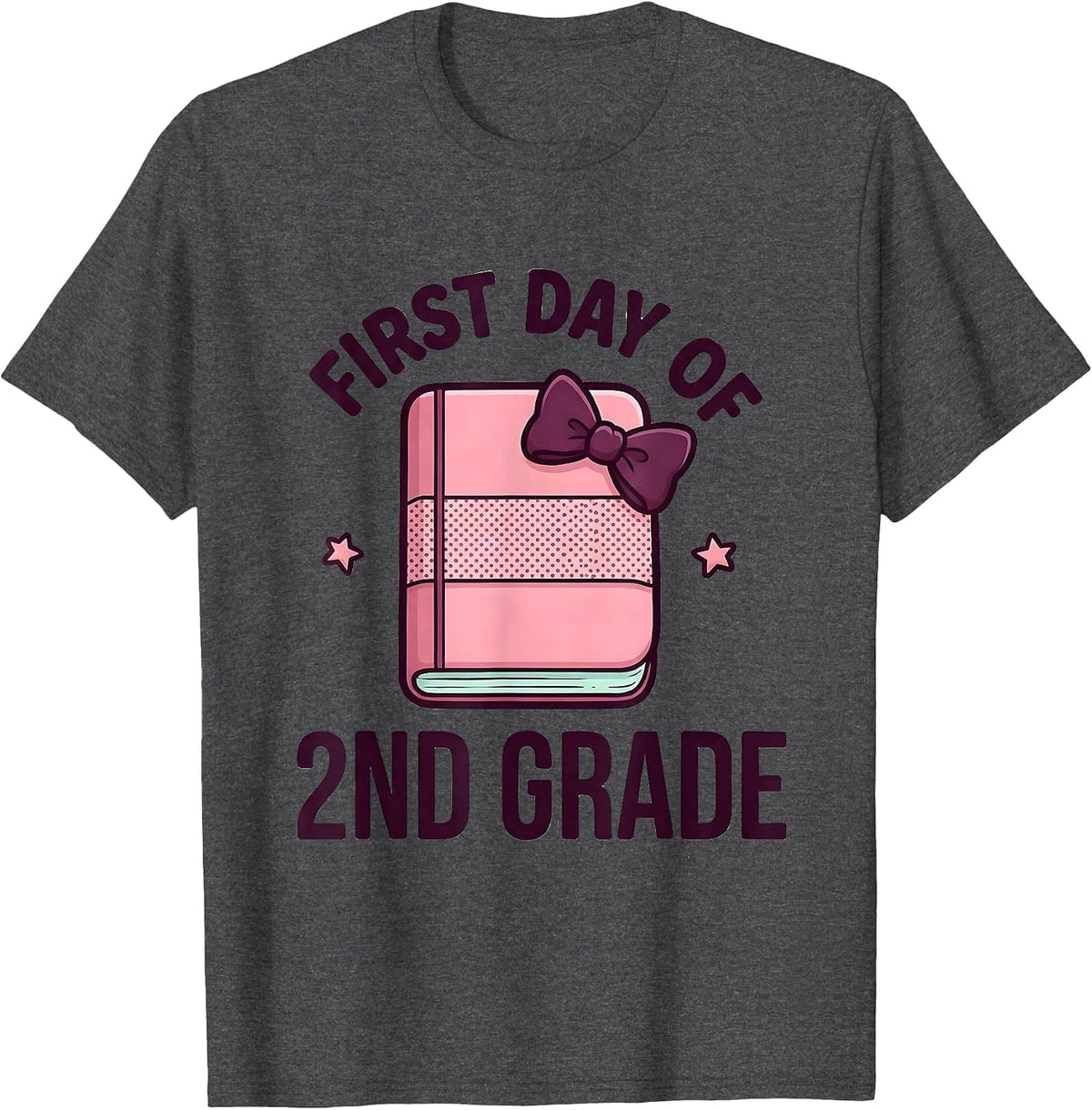 Men's First Day Of 2nd Grade Cute Kawaii Coquette Bow Back T-Shirt - Dark Heather Grey
