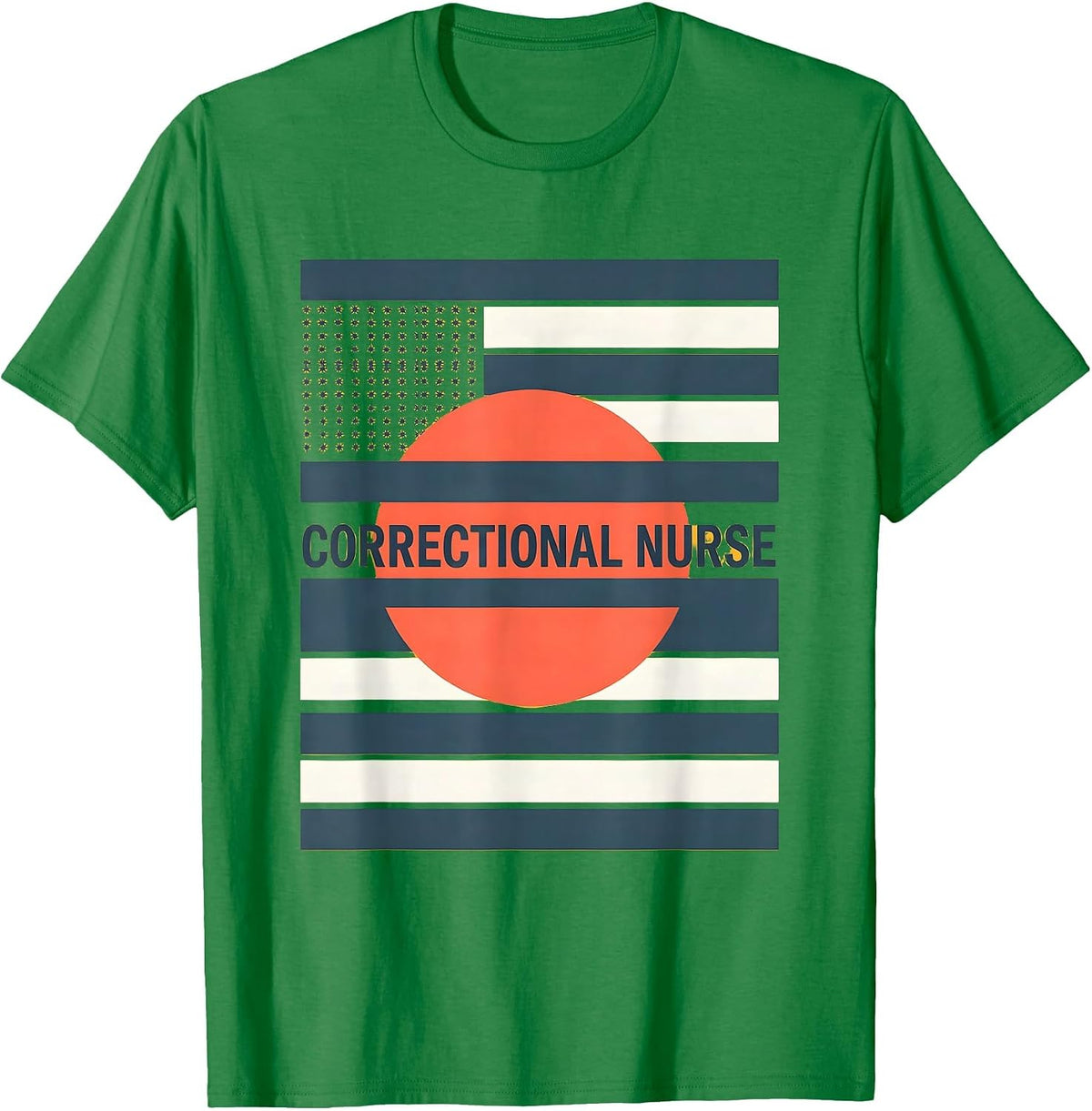 Men's Correctional Nurse Thin Silver Line Flag Occupational Pride T-Shirt - Kelly Green