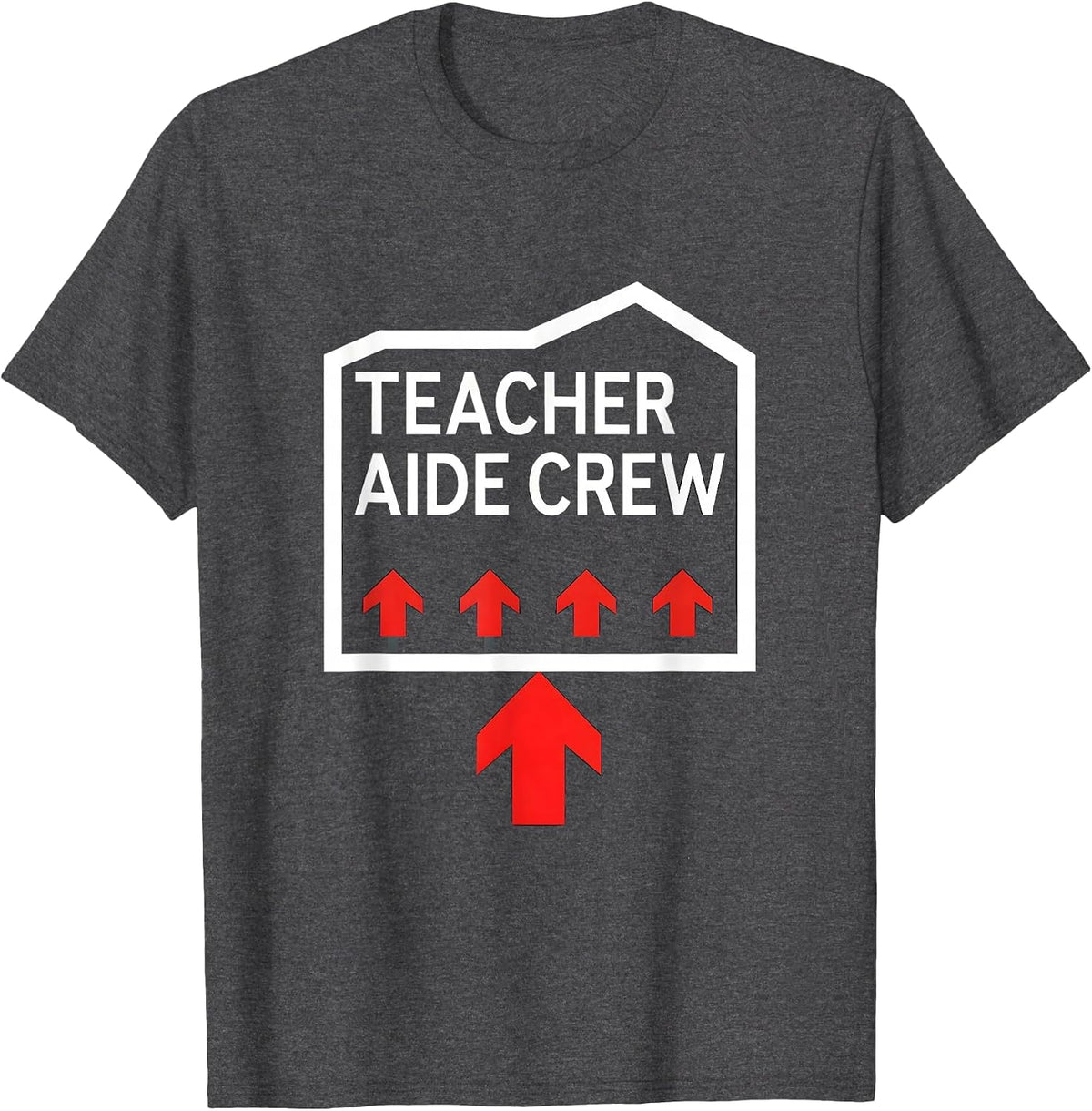 Men's Teacher Aide Crew Paraeducator Appreciation Back To School T-Shirt - Dark Heather Grey