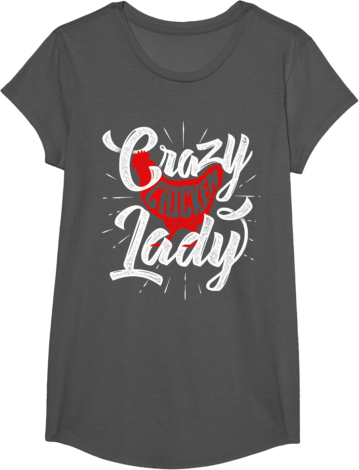 Crazy Chicken Lady - Chickens Farmer Farming T-Shirt - Girls Asphalt Grey