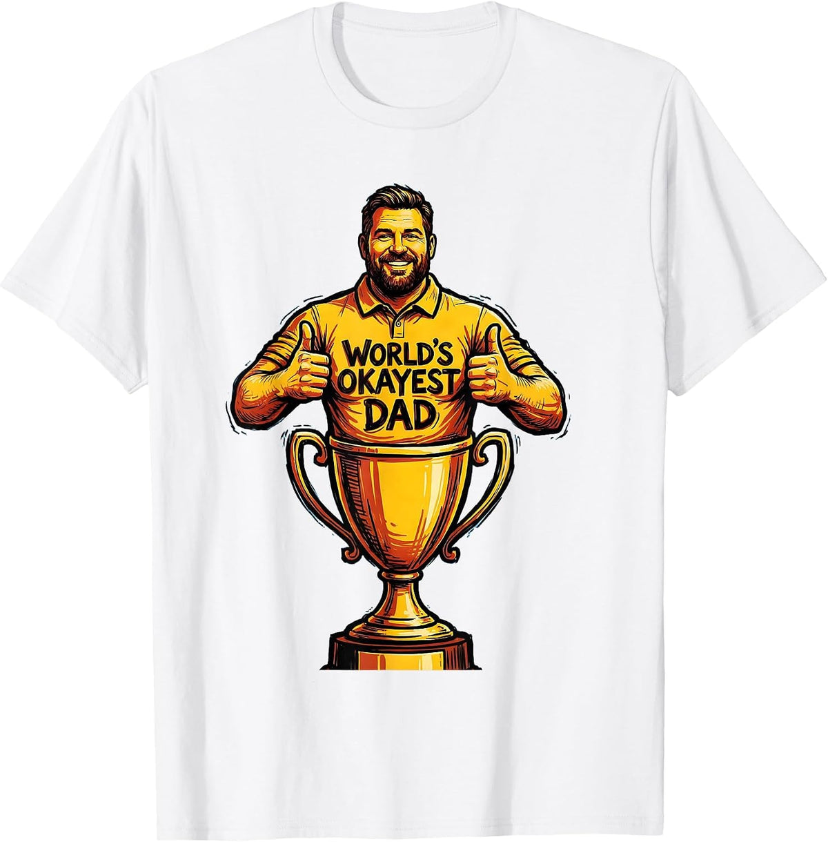 Men's World's Okayest Dad Funny Father Design T-Shirt - White