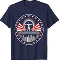Ironworker Steel Beam City Skyline Graphic T-Shirt - Navy Blue