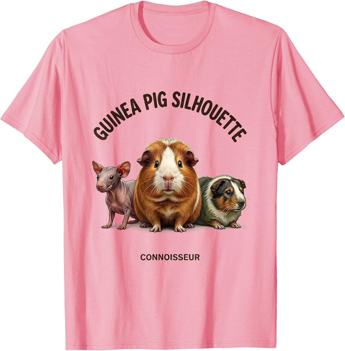 Men's Guinea Pig Silhouette Connoisseur Funny Pet Lover Gift T-Shirt - Pink