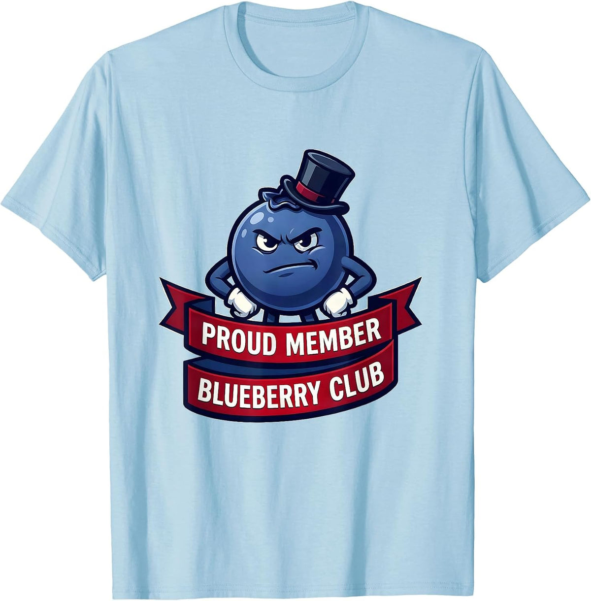 Men's Proud Member Blueberry Club Red White and Blue Design T-Shirt - Baby Blue