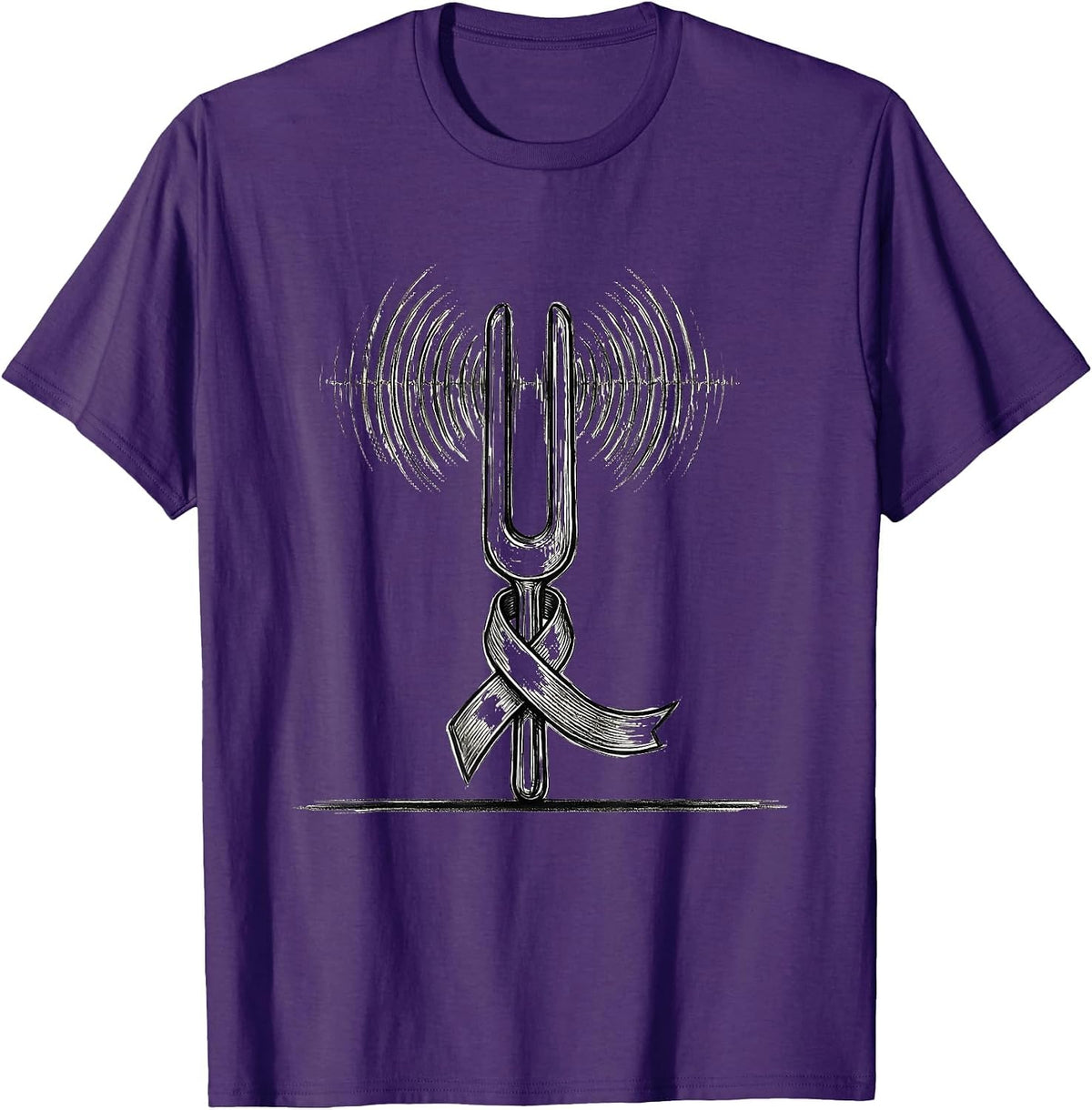 Men's PD Awareness Warrior Tuning Fork Line Art T-Shirt - Purple