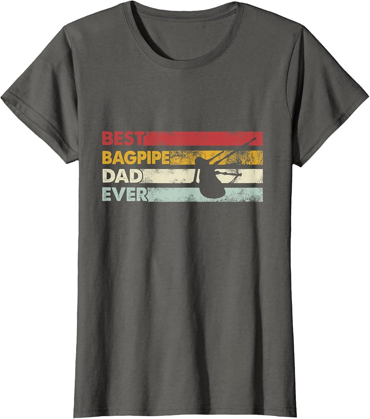 Best Dad Ever - Father Vintage Bagpipe T-Shirt - Asphalt Grey
