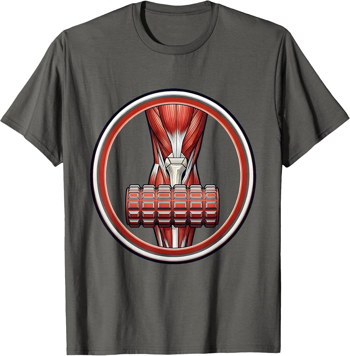 Men's Foam Roller Muscle Anatomy Physical Therapy Design T-Shirt - Asphalt Grey
