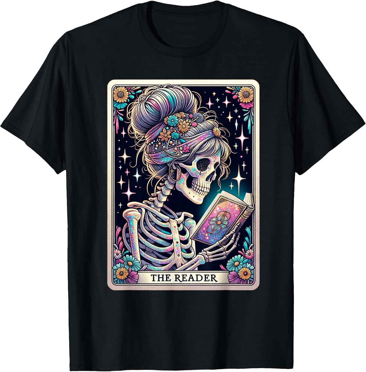 The Reader Funny Tarot Card Women Book Lover Librarian Read T-Shirt - Black