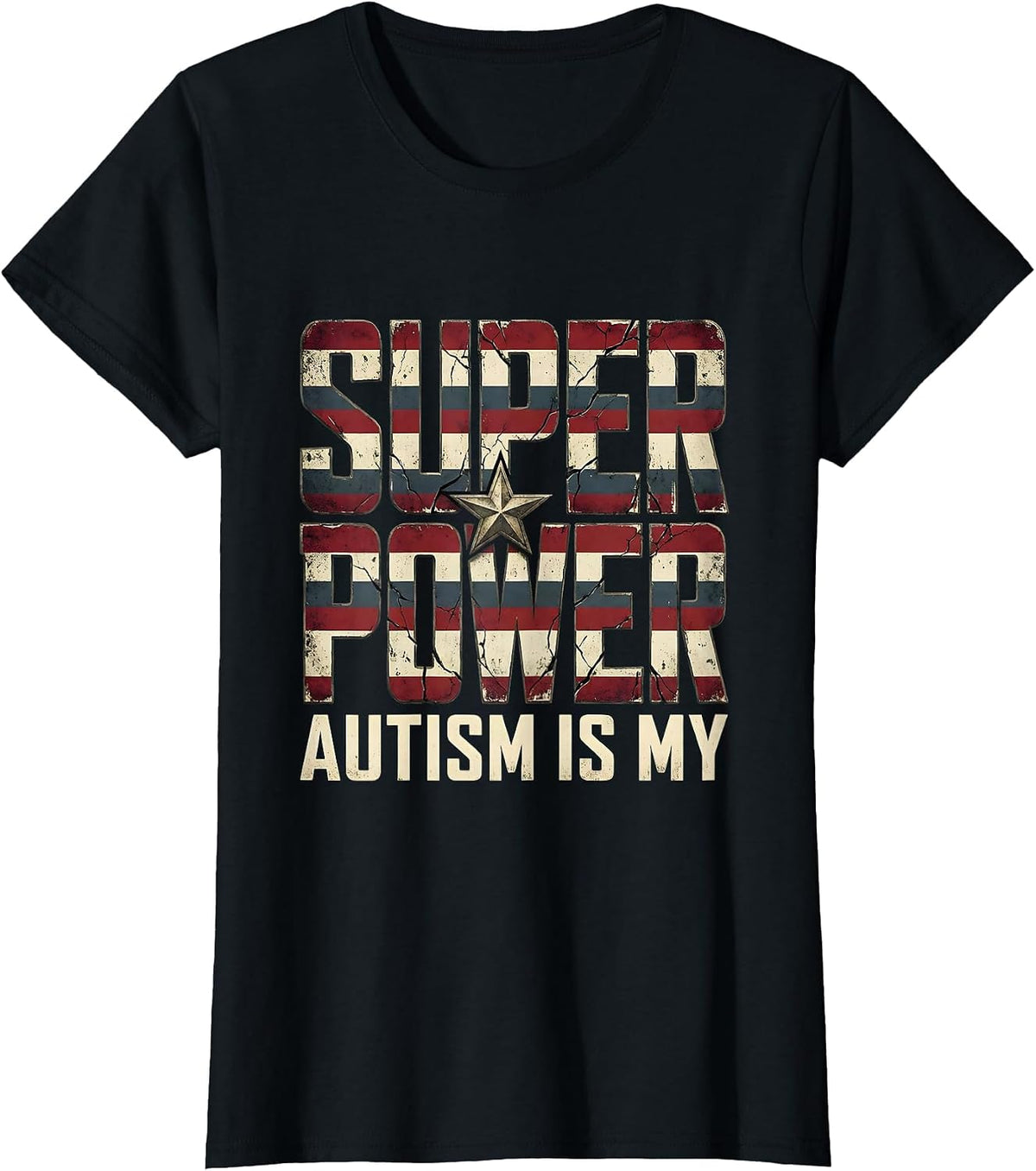 Autism Is My Superpower Awareness Design T-Shirt - Black