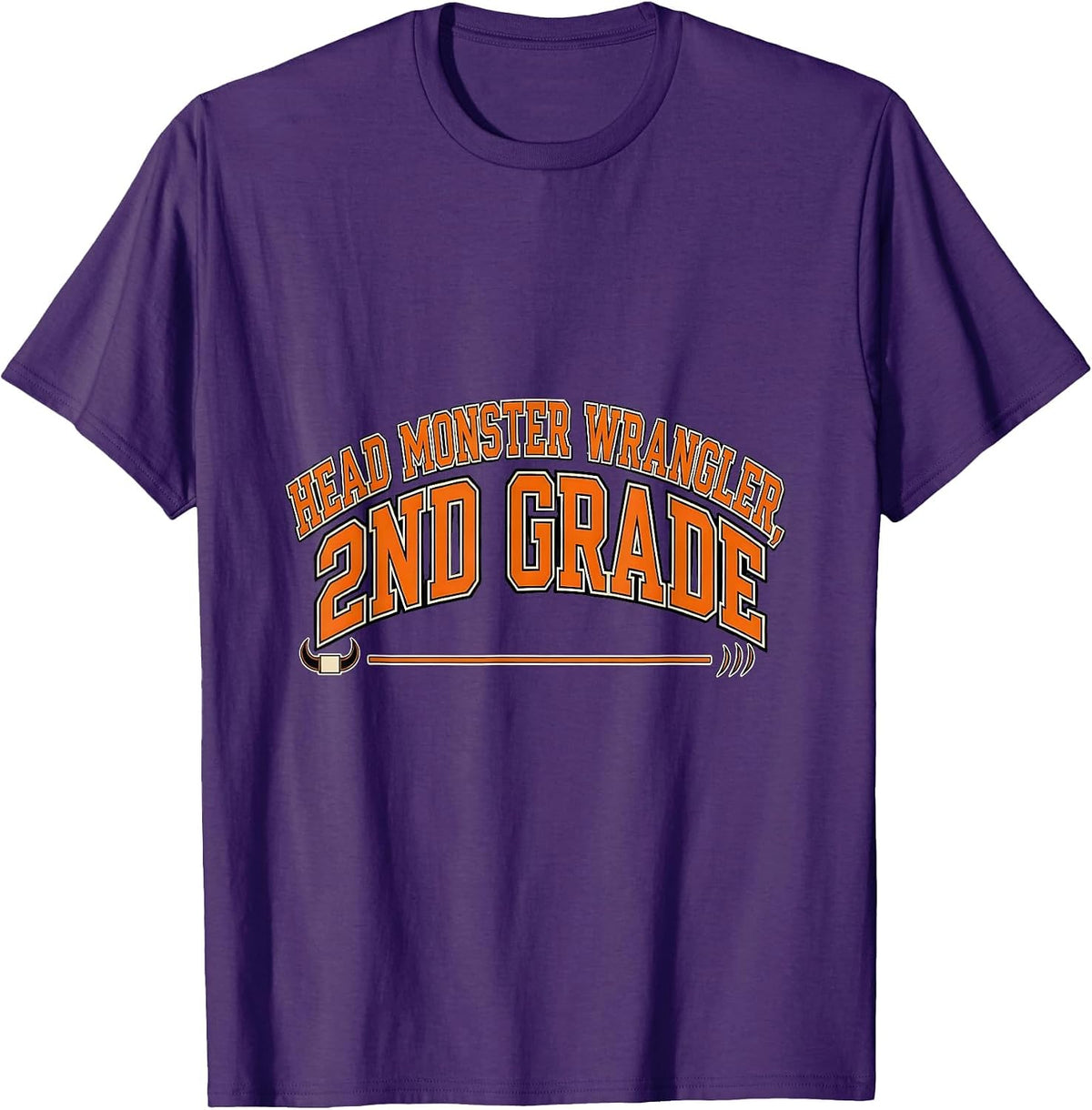 Men's Head Monster Wrangler 2nd Grade Funny Teacher Halloween T-Shirt - Purple