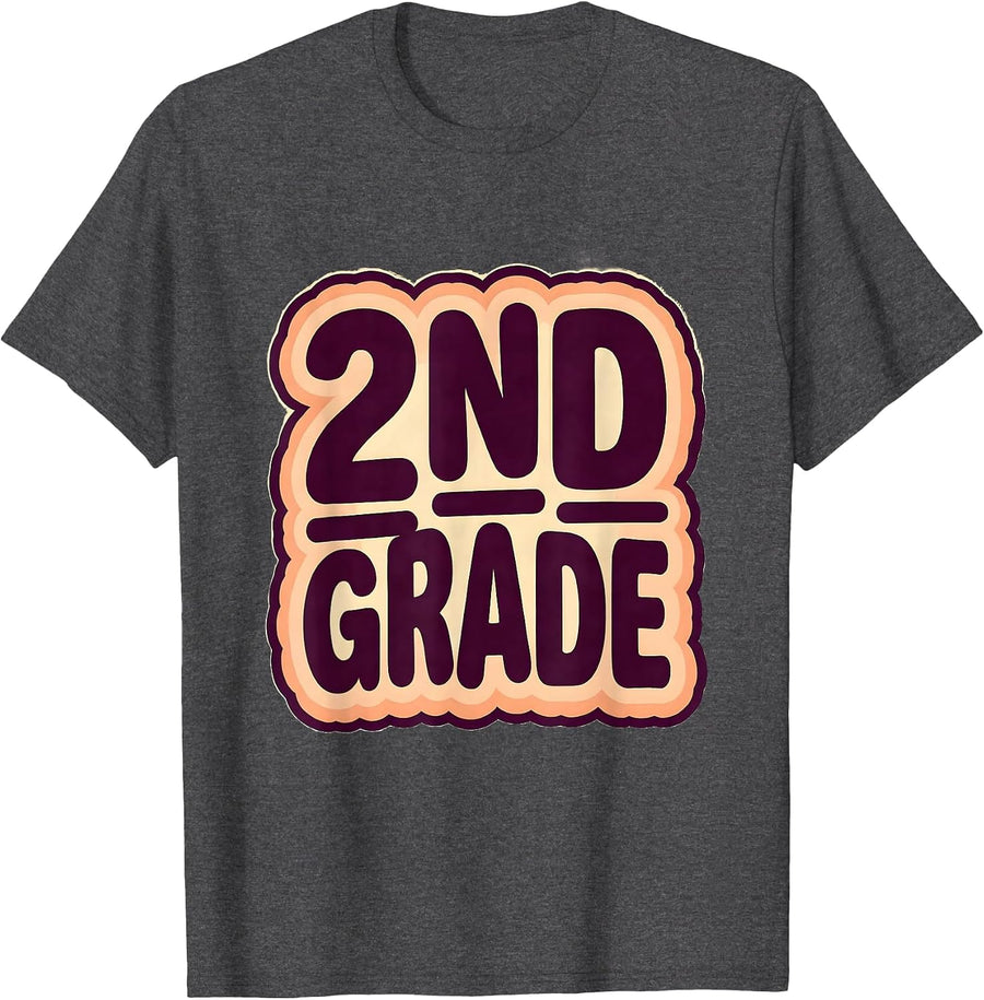 Groovy 2nd Grade Back To School First Day of Second Grade T-Shirt - Dark Heather Grey