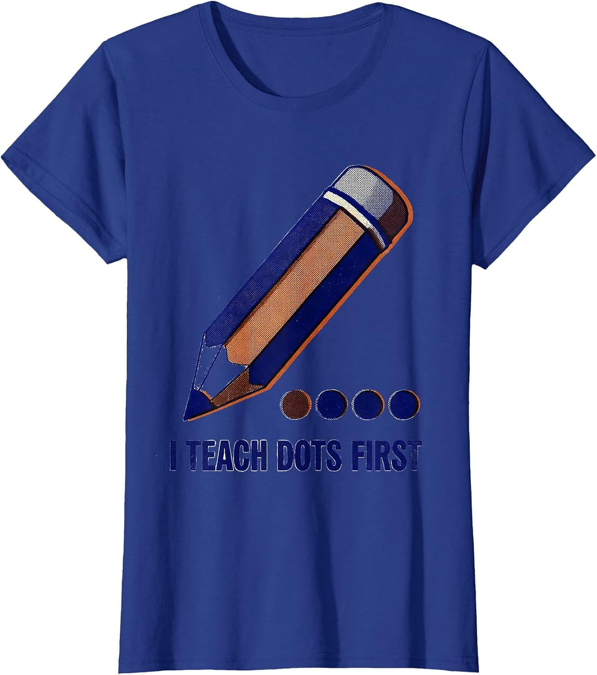 Women's I Teach Dots First Risograph Pre-K Teacher Back To School T-Shirt - Royal Blue