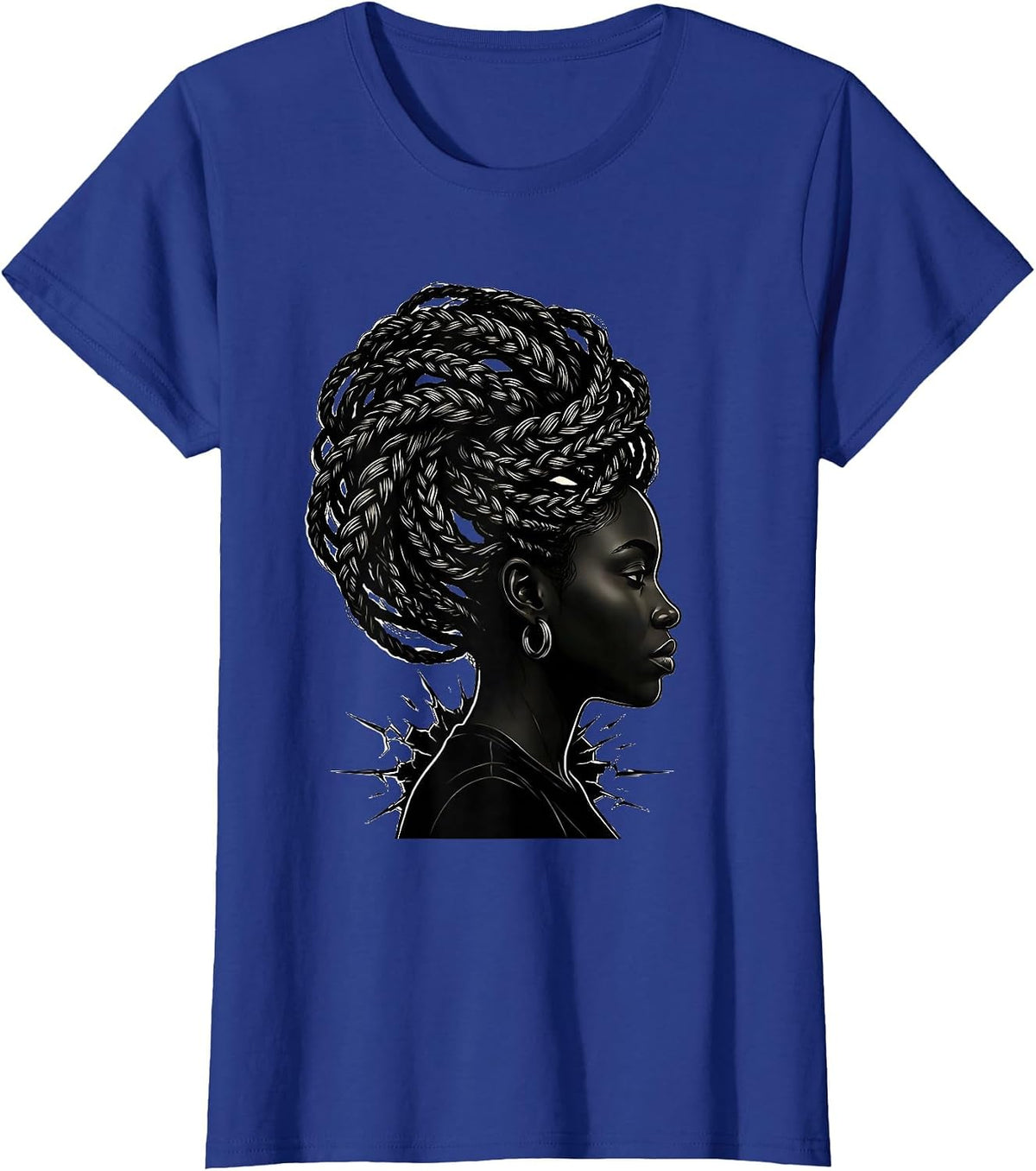 Women's Black Woman Pride Line Art Strength And Unbothered T-Shirt - Royal Blue