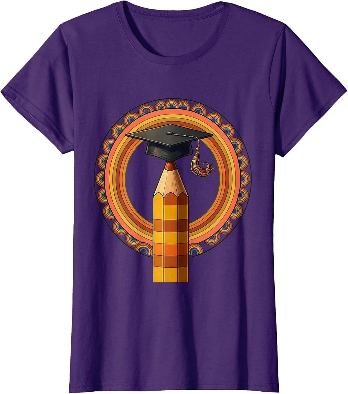 Women's Sped Teacher Graduation Cap Pencil Illustration T-Shirt - Purple