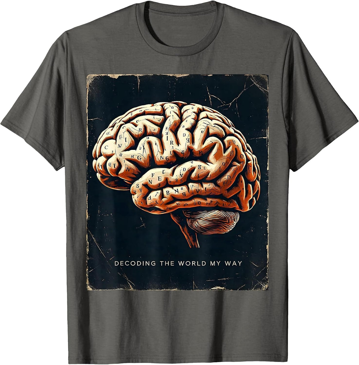 Men's Decoding the World My Way Dyslexia Awareness T-Shirt - Asphalt Grey