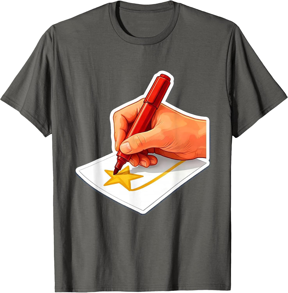 Sped Teacher Star Drawing Student Paper Design T-Shirt - Asphalt Grey