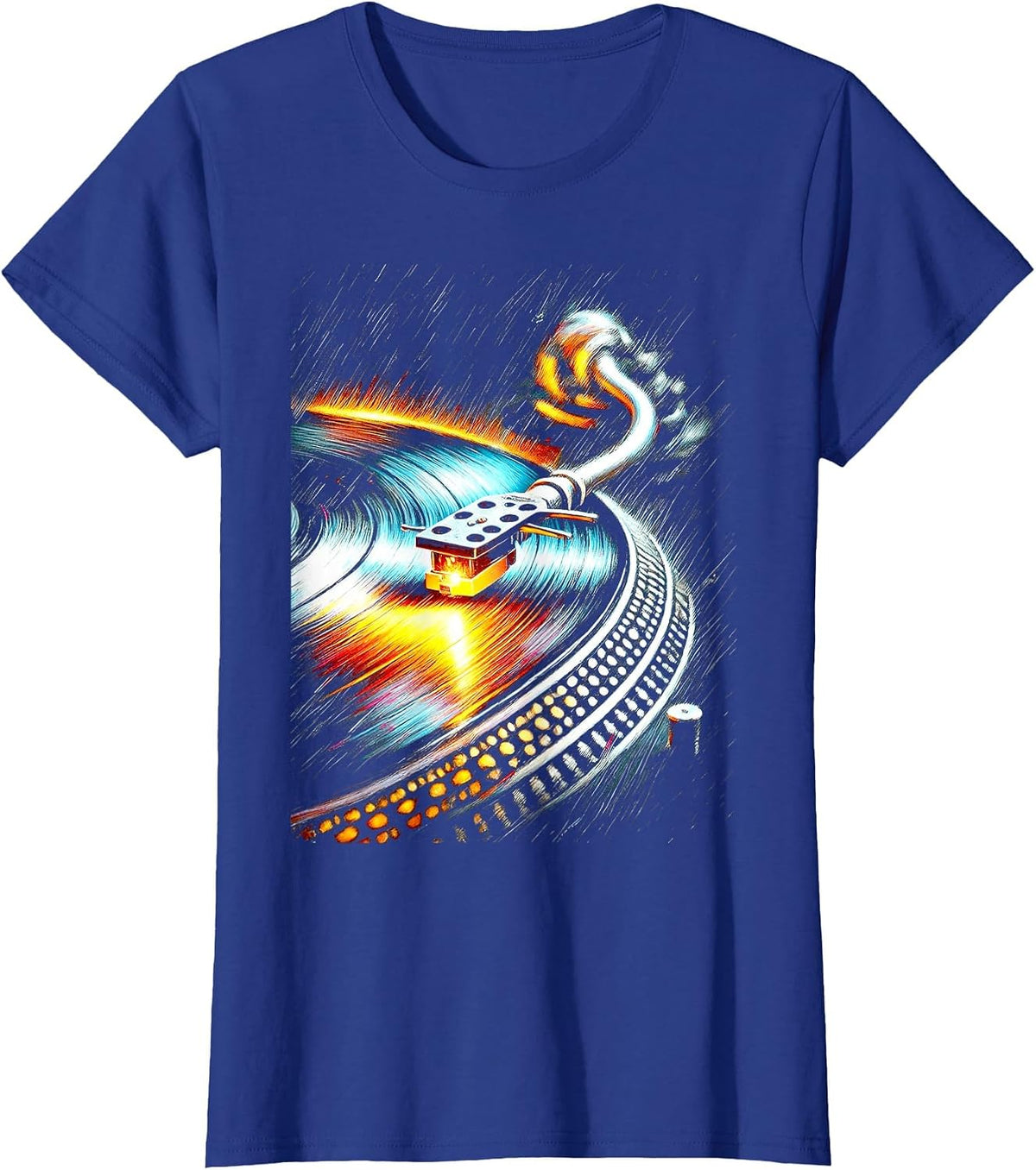 Vinyl Record Turntable Analog DJs, Audiophiles, Music Lovers T-Shirt - Royal Blue
