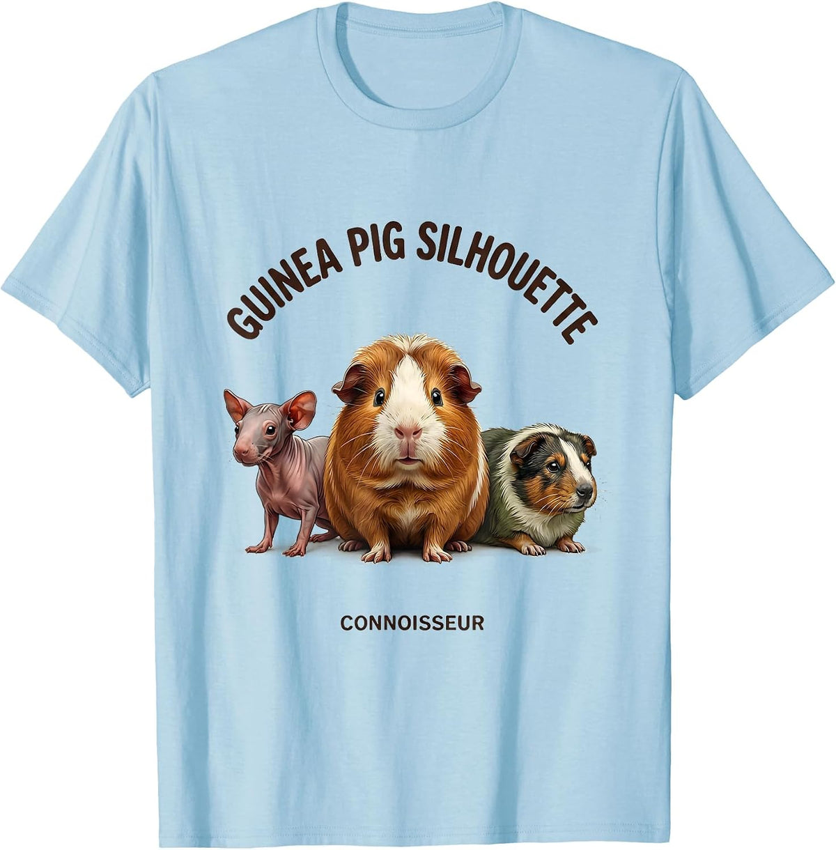 Men's Guinea Pig Silhouette Connoisseur Funny Pet Lover Gift T-Shirt - Baby Blue