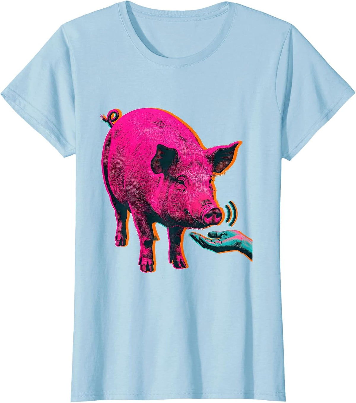 Rounded Pig Silhouette Funny Guinea Pig Lover Gift T-Shirt - Baby Blue