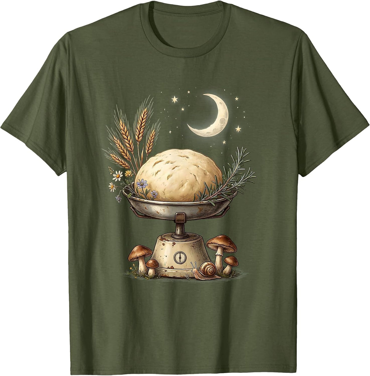 In My Sourdough Era Vintage Kitchen Scale Tee T-Shirt - Olive Green