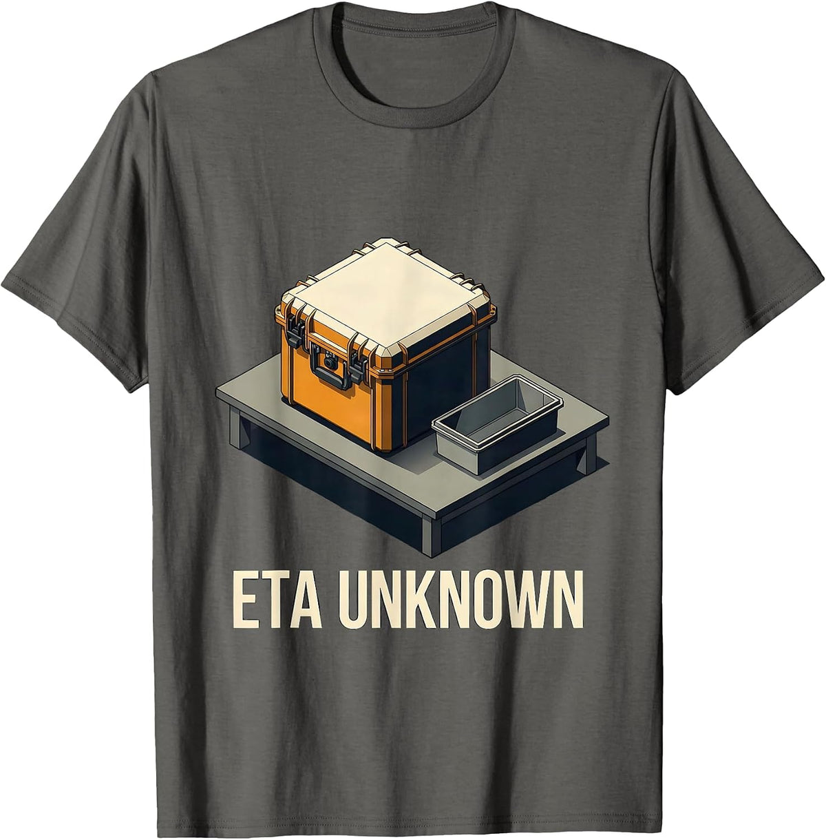 Men's ETA Unknown Isometric Vector Auto Mechanic Waiting On Parts T-Shirt - Asphalt Grey