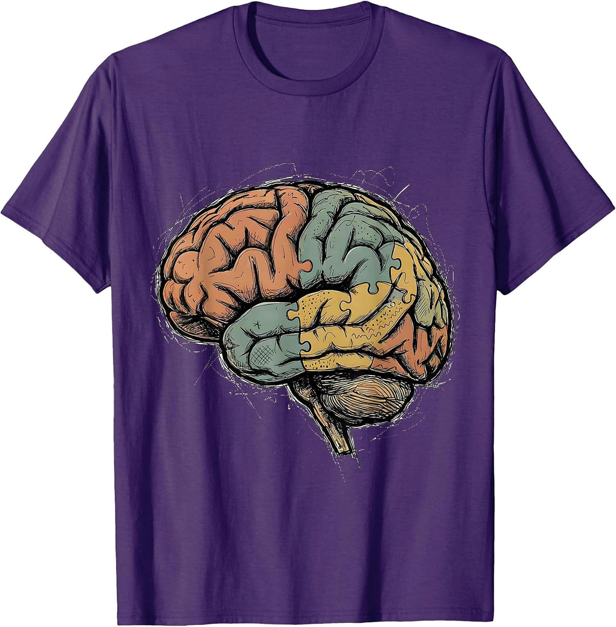 Colorful Puzzle Brain Special Education Art T-Shirt - Purple