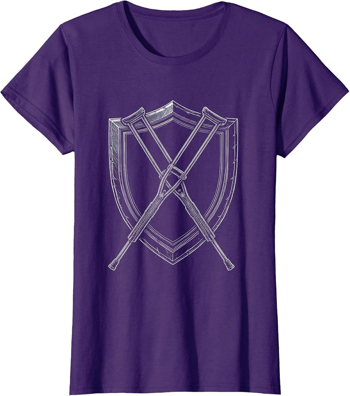 Women's Physical Therapy Crutches Shield Graphic T-Shirt - Purple