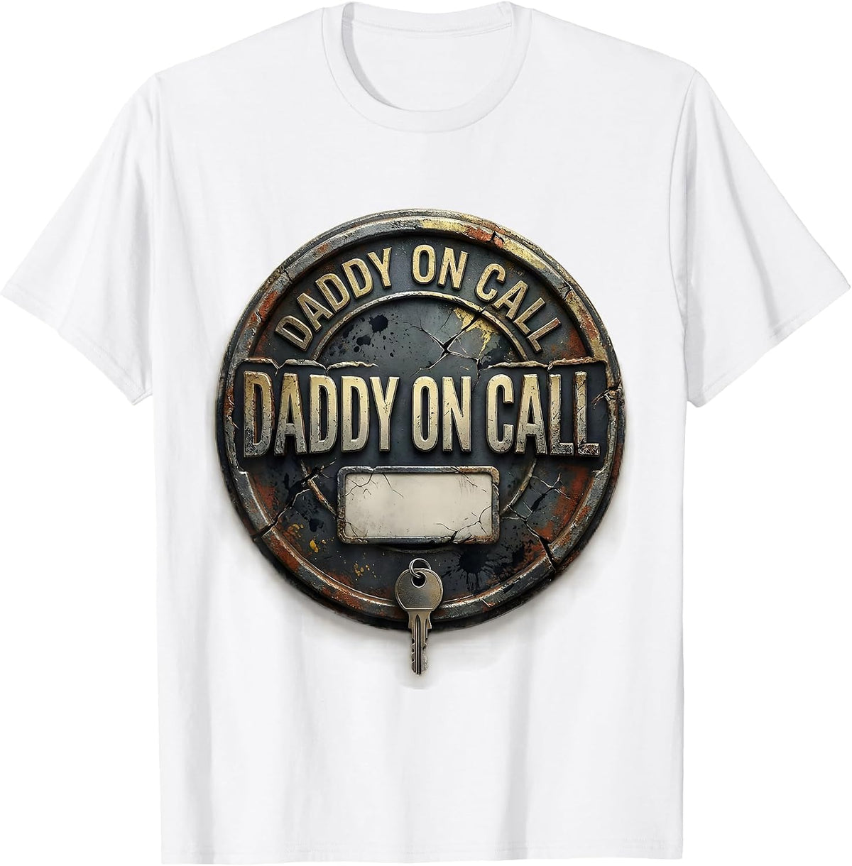 Men's Daddy On Call Distressed Funny Dad Humor T-Shirt - White