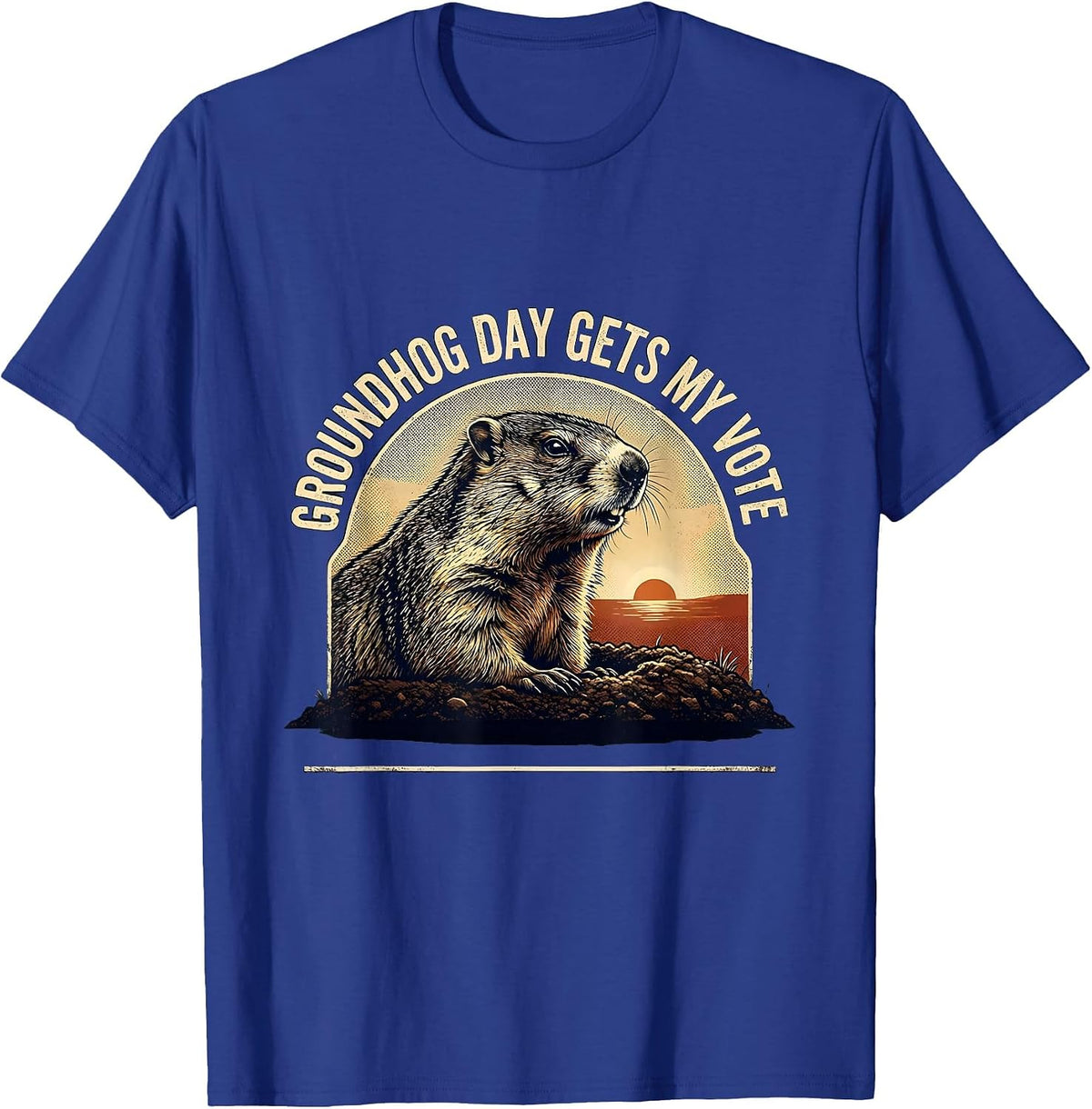 Groundhog Day Gets My Vote Vintage Funny Groundhog Day Gift T-Shirt - Royal Blue