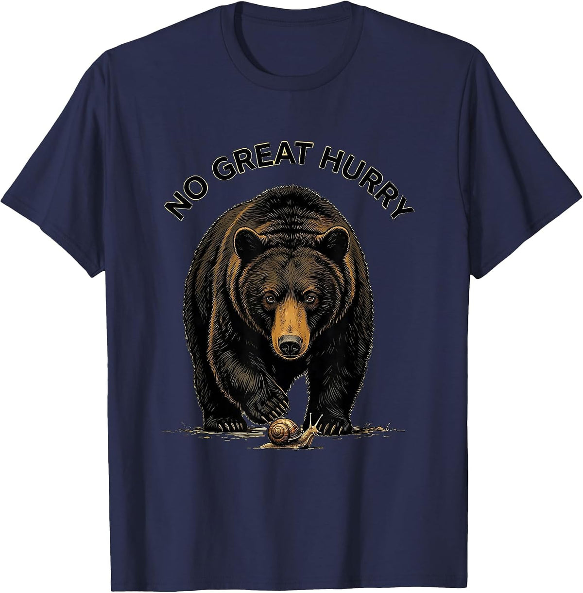 No Great Hurry Funny Bear Wildlife Retro Animal Lover T-Shirt - Navy Blue