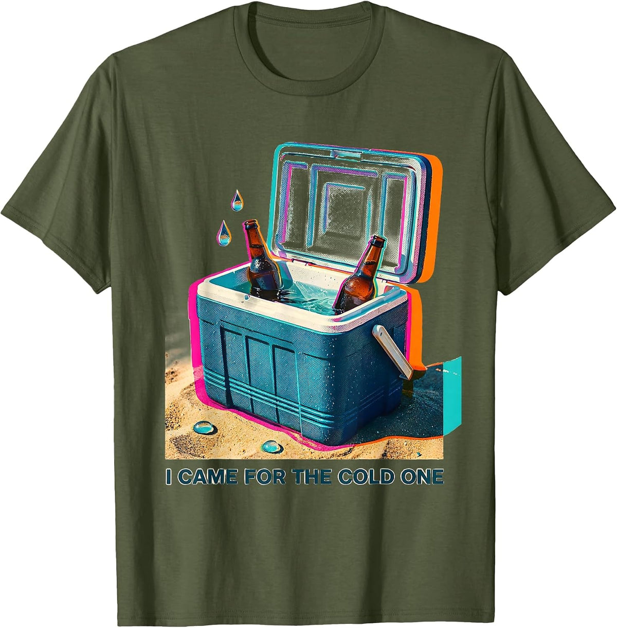 I Came For The Cold One Funny Retro Beach Summer Vacation T-Shirt - Olive Green