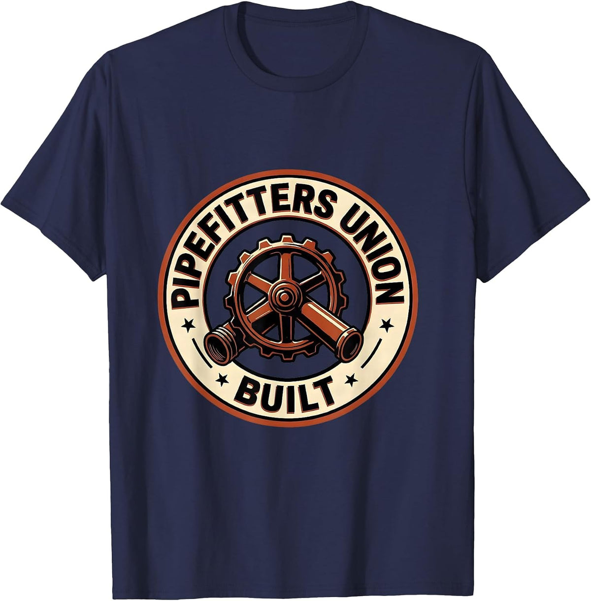 Pipefitters Union Built Skilled Trades Labor Day Solidarity T-Shirt - Navy Blue