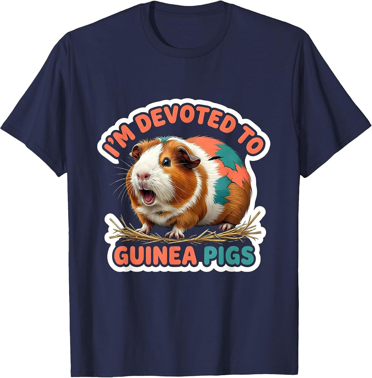 Men's I'm Devoted To Guinea Pigs Cute Guinea Pig Owner Pet Lover T-Shirt - Navy Blue