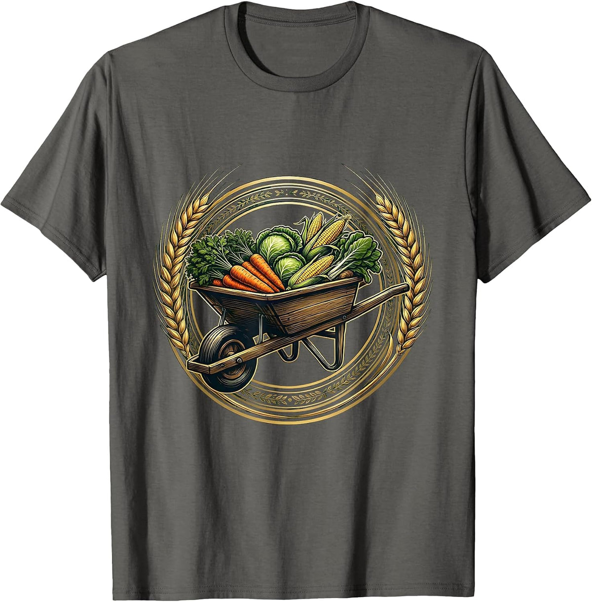 Wheelbarrow Fresh Harvest Vegetables Garden Design T-Shirt - Asphalt Grey
