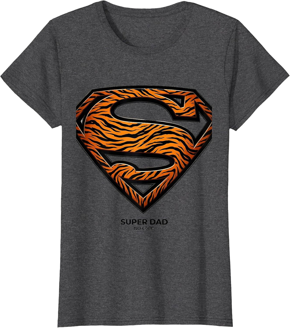Women's Super Dad No Cape Father's Day Graphic Design T-Shirt - Dark Heather Grey