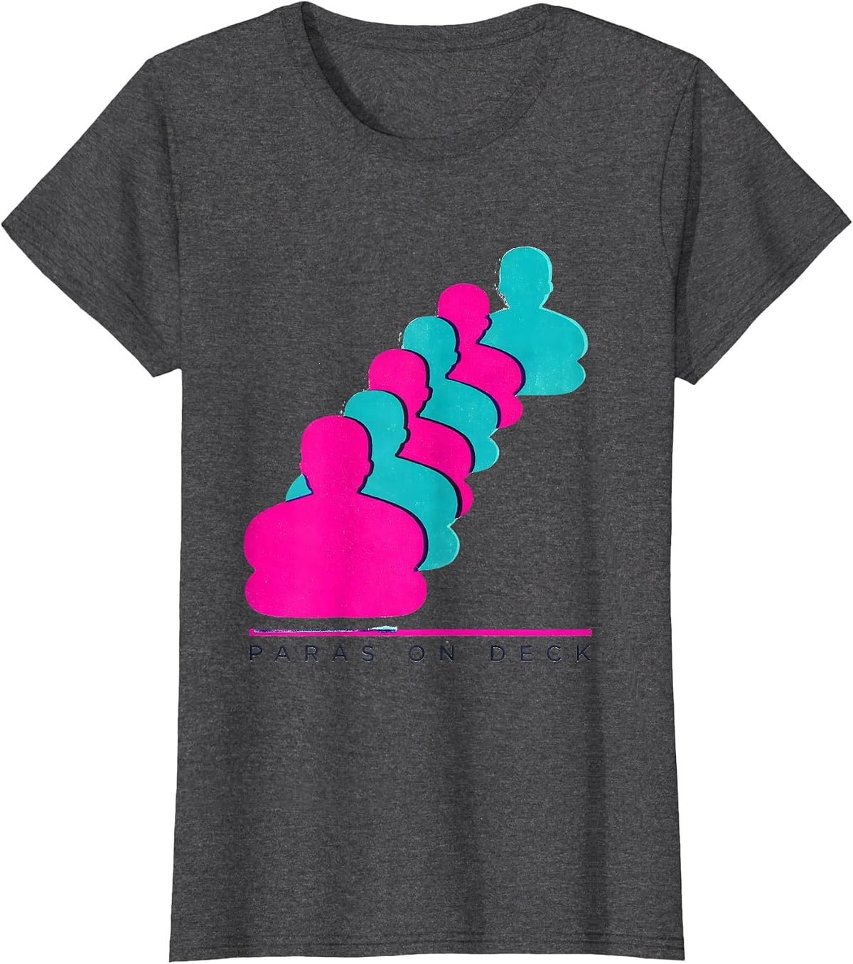 Women's Paras On Deck Funny Teacher Messy Bun Work T-Shirt - Dark Heather Grey