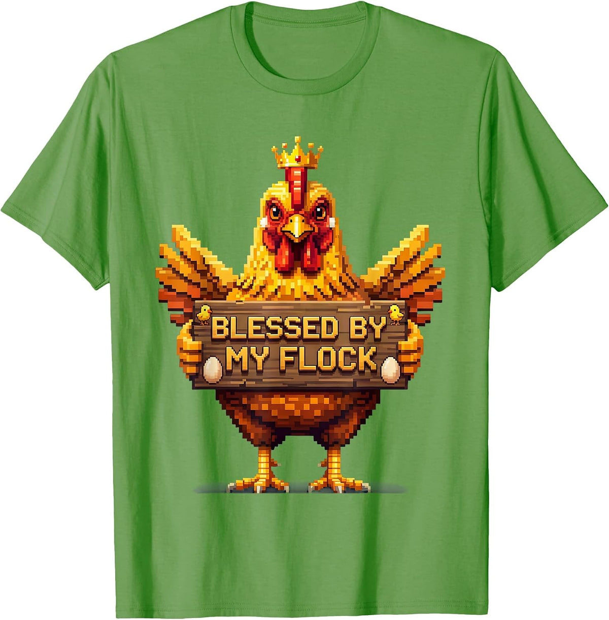 Blessed By My Flock Chicken Lover Design T-Shirt - Grass Green