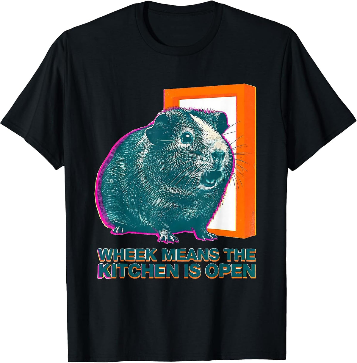 Men's Wheek Means The Kitchen Is Open Funny Guinea Pig Pet Lover T-Shirt - Black