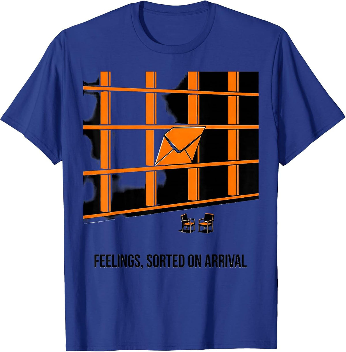 Men's Feelings Sorted On Arrival Groovy Retro School Counselor T-Shirt - Royal Blue