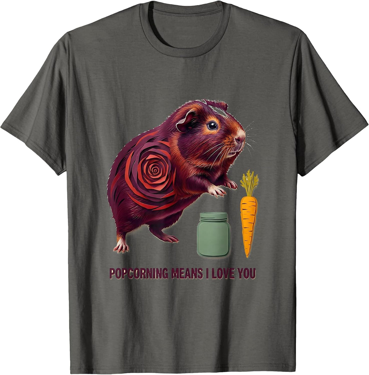 Men's Popcorning Means I Love You Funny Guinea Pig Lover Pet Pig T-Shirt - Asphalt Grey