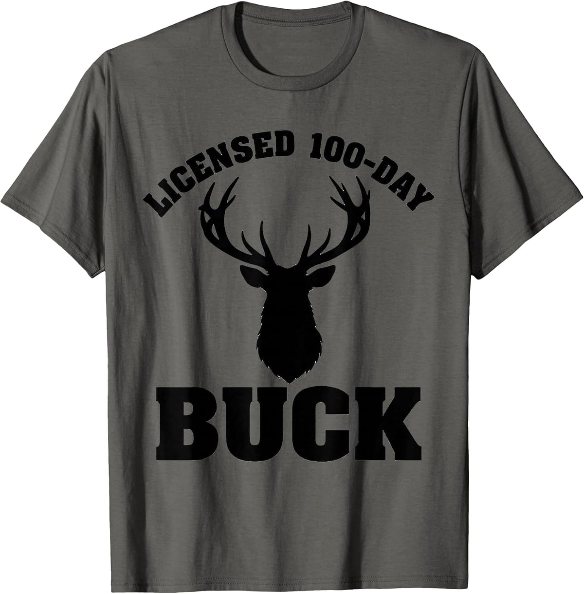 Men's Licensed 100-Day Buck Camo Deer Hunting Boys 100th Day T-Shirt - Asphalt Grey
