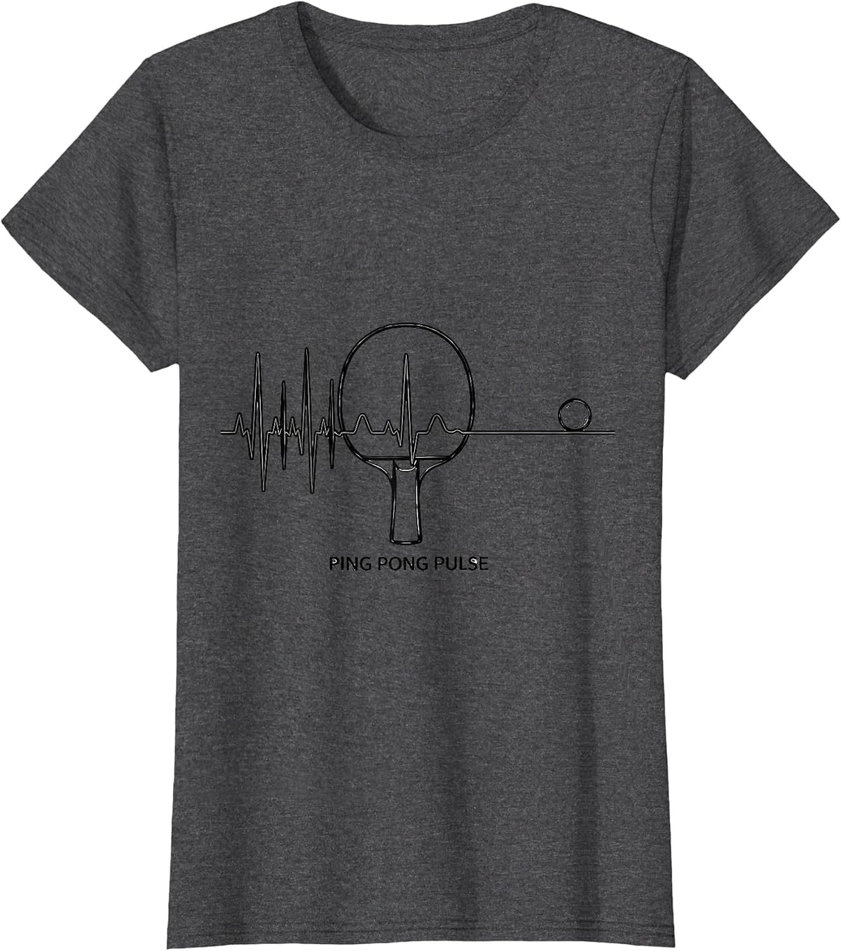 Women's Ping Pong Pulse Line Art EKG Heartbeat Pulse Hobbyist Gift T-Shirt - Dark Heather Grey