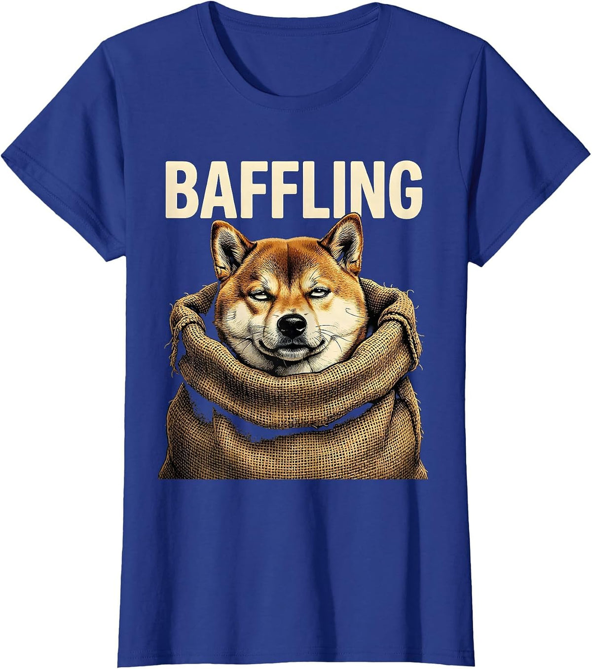 Women's Baffling Pop Art Shiba Inu Doge Meme Humor T-Shirt - Royal Blue