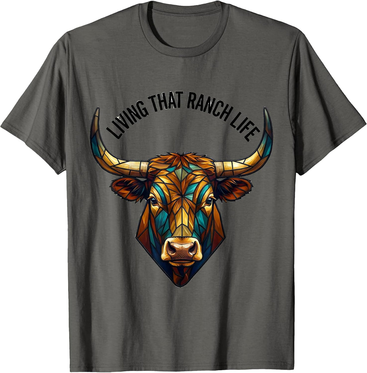 Living That Ranch Life Graphic Design T-Shirt - Asphalt Grey