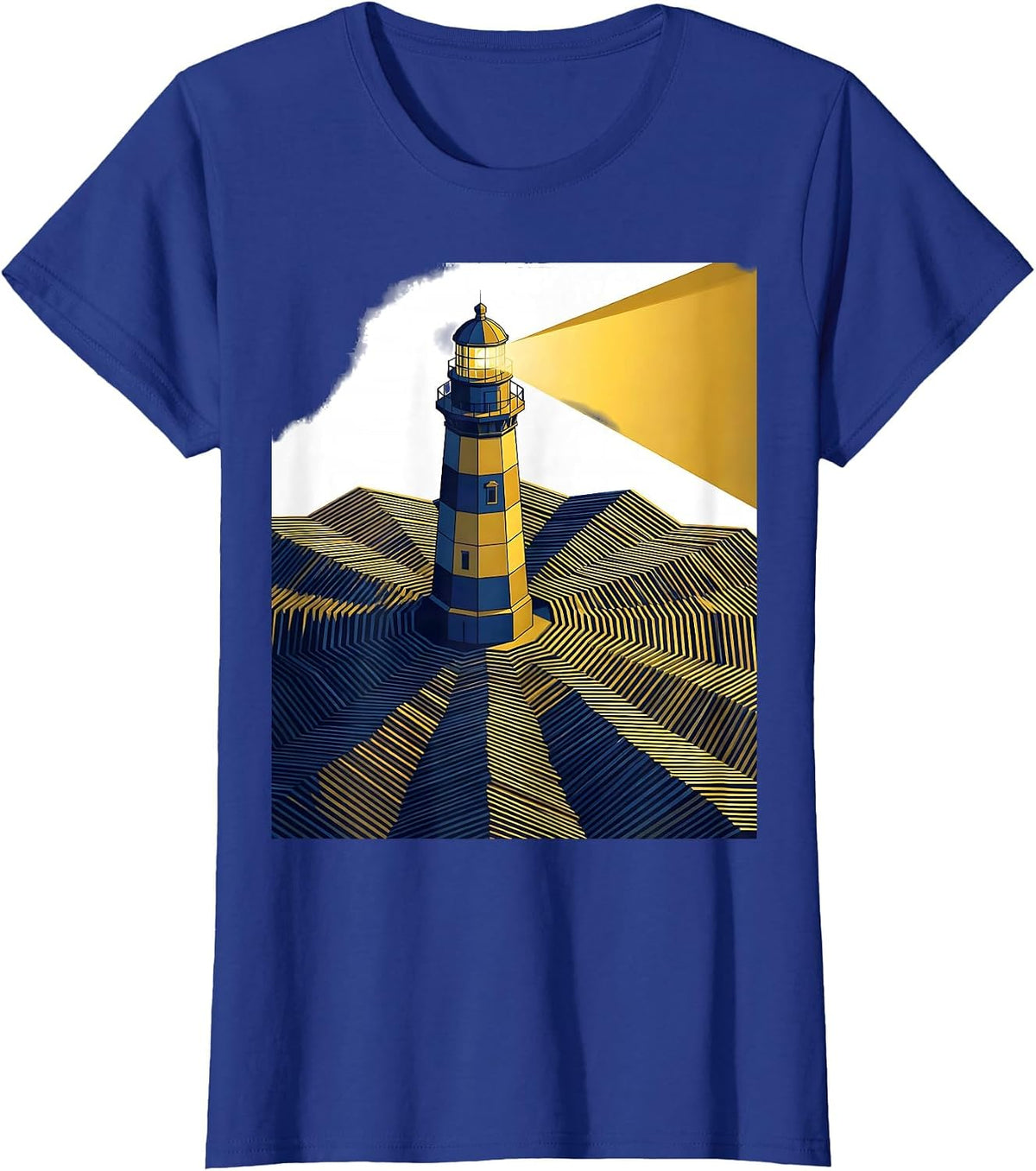 Women's Autism Awareness Lighthouse Stormy Waves Design T-Shirt - Royal Blue
