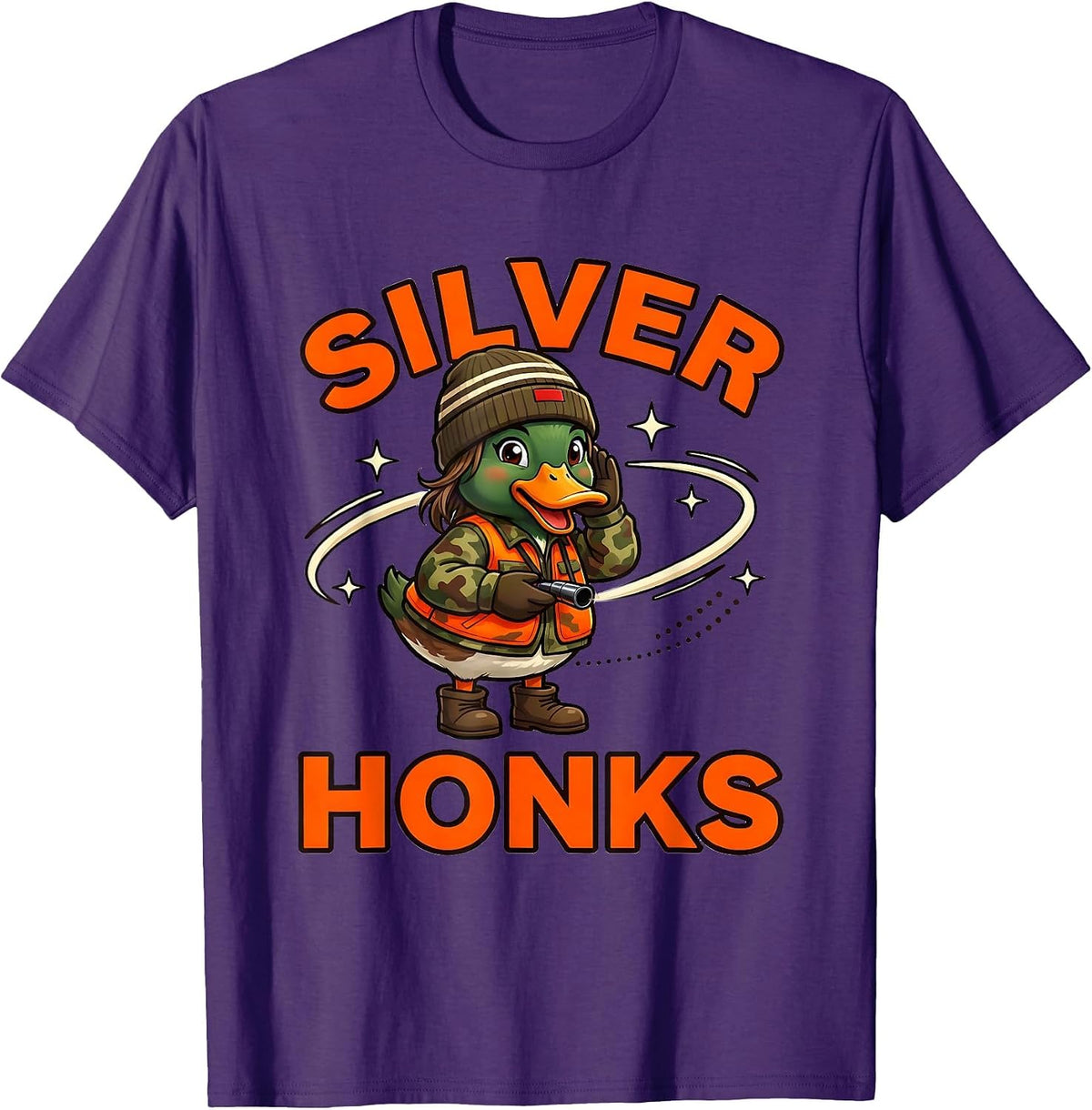 Men's SILVER HONKS Funny Duck Hunter Christmas Humor T-Shirt - Purple