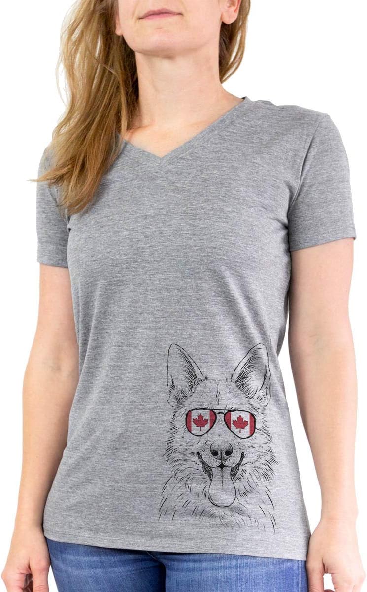 Canadian Grace the German Shepherd Dog Triblend T-Shirt - Grey Modern V-neck