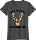 Women's Early Mornings Big Harvests Farming Design T-Shirt - Dark Heather Grey